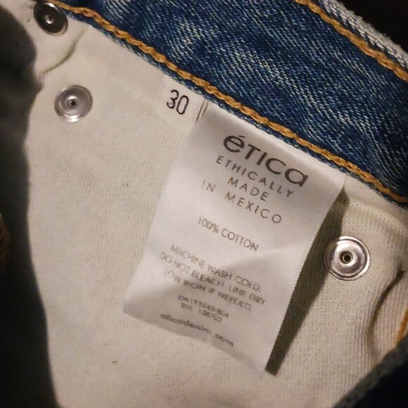 NEW Etica Denim Cassel Ultra High Barrel Leg Jeans Bluestone Size 30 Cropped - Picture 13 of 15